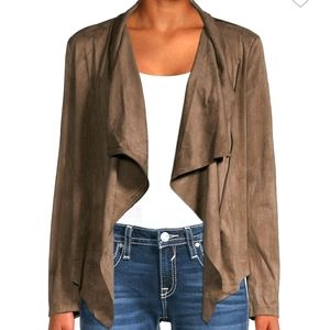 VIGOSS Asymmetrical Faux Suede Jacket